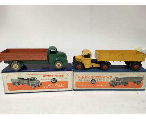 Dinky toys, #532 Comet Wagon and #521 Bedford articulated lorry, boxed