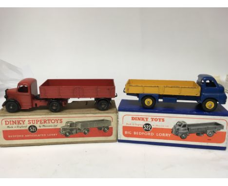 Dinky toys, #521 Bedford articulated lorry and #522 Big Bedford lorry, boxed