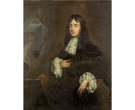 Circle of Sir Peter Lely (Soest 1618-1680 London)Portrait of a gentleman, three-quarter-length, in black costume with a white