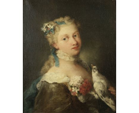 Circle of Alessandro Longhi (Venice 1733-1813)Portrait of a lady, bust-length, with a dove oil on canvas68.7 x 54.4cm (27 1/1