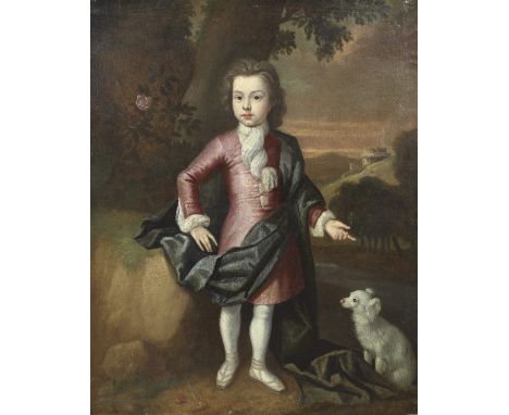 Circle of Charles d' Agar (Paris 1669-1723 London)Portrait of a boy, full-length, standing in a landscape with his dog oil on