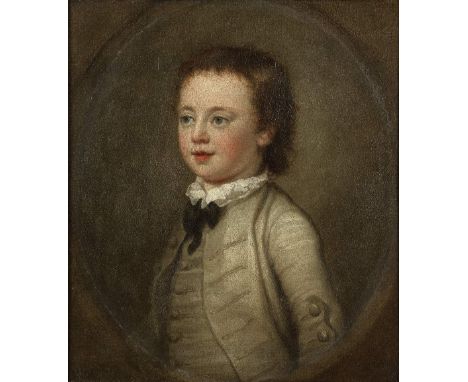 George Knapton (London 1698-1778)Portrait of a boy, half-length, in a buff coat, within a painted oval indistinctly signed 'K