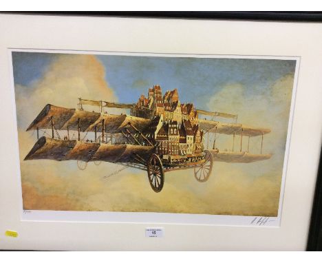 Andrey Vereshagin, pencil signed limited edition lithograph 'Flying House Of A Wine Maker'