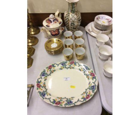 A Royal Cauldon meat plate; a Royal Worcester gilt decorated coffee set; a Victorian 'Imari' patterned teapot and a Masons 'A