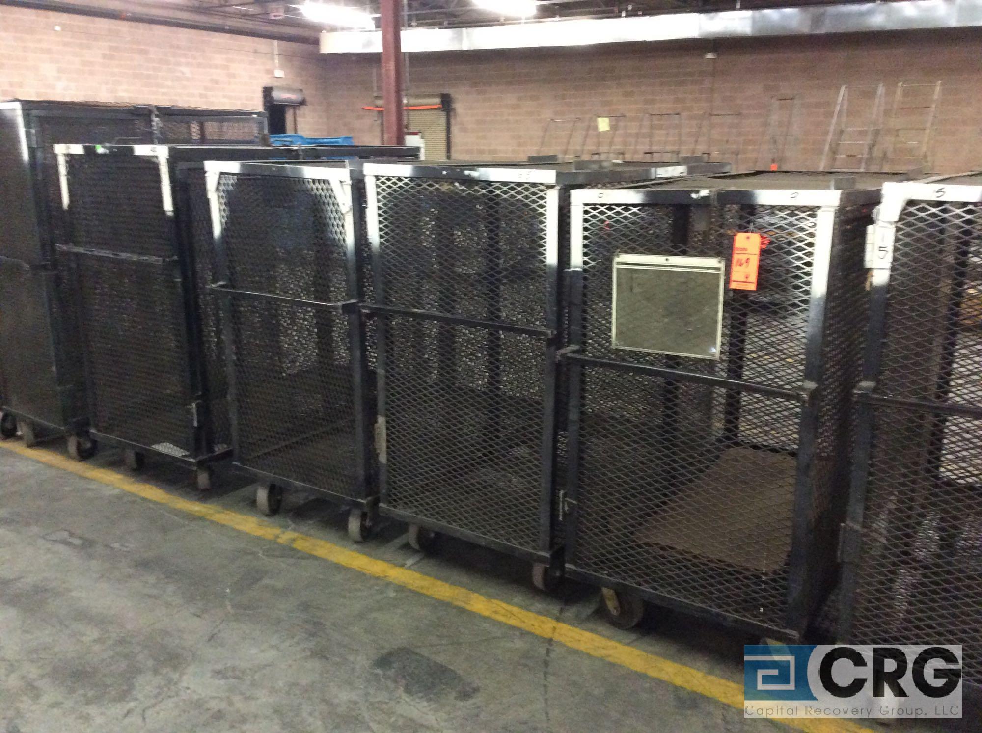 Lot of (4) portable steel merchandise shipping cages, approx 60" x 30
