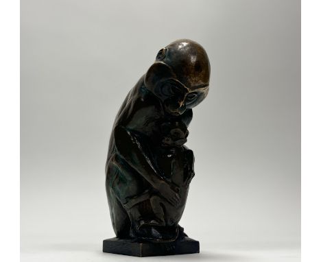 Y Phyllis Mary Bone R.S.A. (Scottish, 1894-1972), Monkey and Infant, unsigned, patinated bronze. 22cm. Note: Phyllis Bone is 