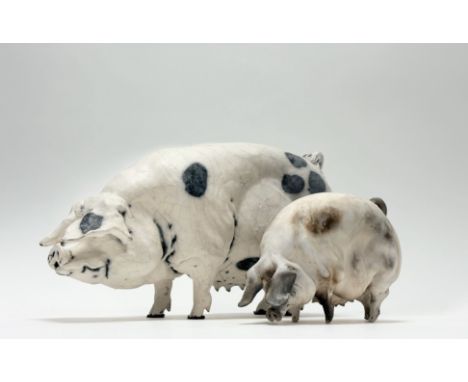 Y Christine Cummings (British, b. 1969), Spotted Sow, a large raku pottery model, incised monogram and dated April 2001; toge