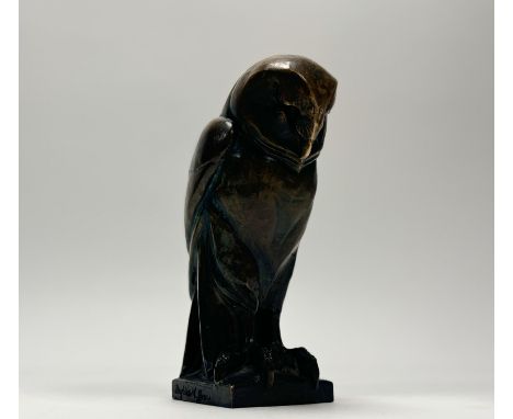 Y Phyllis Mary Bone R.S.A. (Scottish, 1894-1972), Owl, signed to the base, patinated bronze. 22cm. Note: See note for lot 649