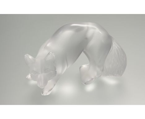 Lalique, a frosted glass model, the Goupil Fox, engraved mark, boxed. Length 12cm.