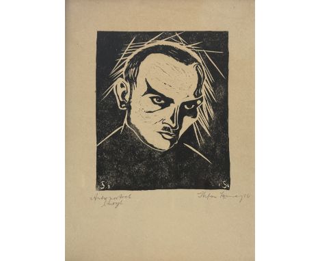 Y Stefan Szmaj (Polish, 1893-1970), a group of three linocuts: Self Portrait, signed and dated (19)16 in pencil, titled; The 