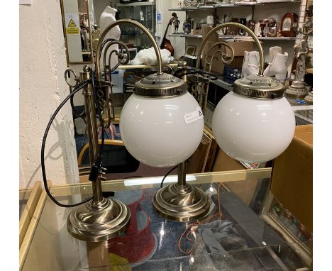 PAIR OF DECO STYLE GLOBE SHADE LAMPS 53.5CMS (H) APPROX 