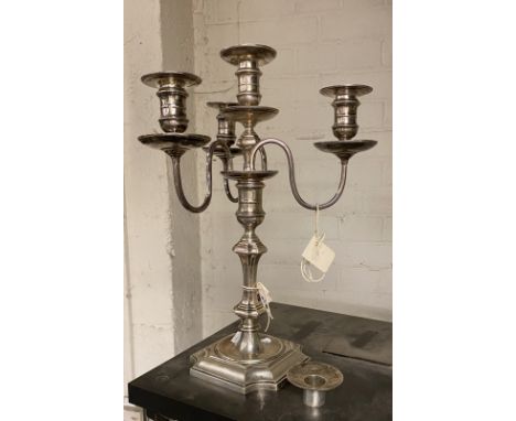 HM SILVER CANDELABRA &amp; SPARE SCONCE - 42CMS (H) APPROX 