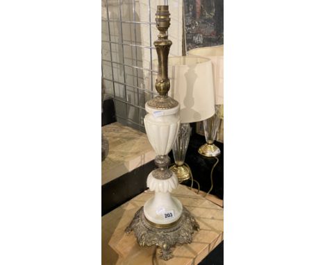 WHITE MARBLE &amp; BRASS LAMP 61CMS (H) APPROX