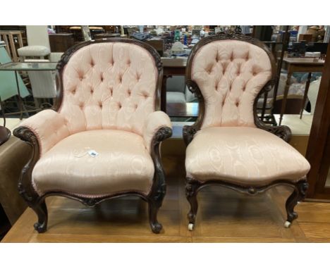 VICTORIAN BUTTON BACK HIS &amp; HERS CHAIRS