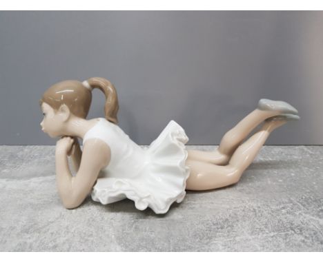 Nao by lladro figure pretty young ballerina laying down