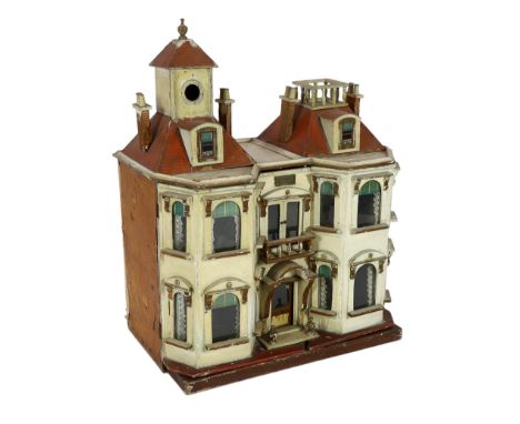 ‘Kits Coty House': An important G. & J. Lines furnished dolls’ house, dated 1912, modelled as double-fronted villa with bay w