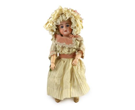 A fine and rare Frederick Edmund Winkler bisque doll, in original box, German, circa 1894-1899, the Bähr and Pröschild head i