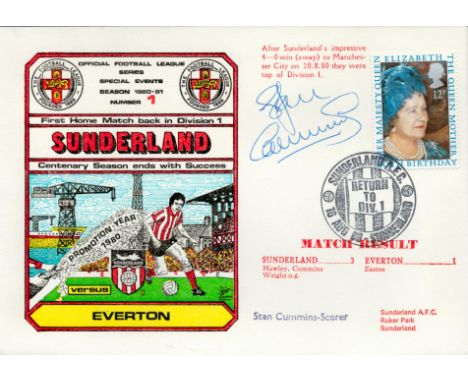 Sunderland V Everton 1980 Dawn First Day Cover Signed By Stan Cummins. Good condition. All autographs come with a Certificate