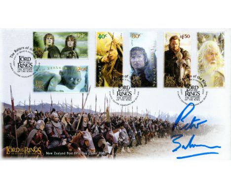 Peter Jackson, a signed Lord of the Rings: The Return of the King New Zealand FDC. Postmarked 5th. Nov. 2003 with six LOTRs s