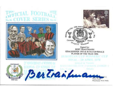 Manchester City V Gornik Zabrze 995 Dawn First Day Cover Signed By Bert Trautman. Good condition. All autographs come with a 