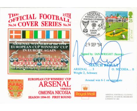 Arsenal V O Nicosia 1994 Dawn First Day Cover Signed By Ian Wright. Good condition. All autographs come with a Certificate of