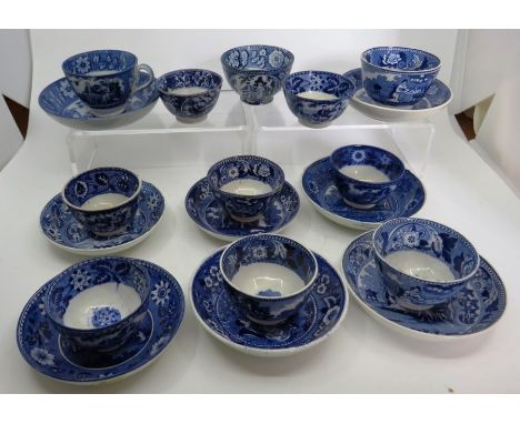 

Large group of pearlware teawares&nbsp; decorated in the teaparty patterns circa 1820-30s .
Various makers marks , to inclu