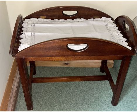 A late Victorian mahogany butler tray; two side tables (3)

***Offsite Location***