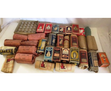 Large collection of old light bulbs , to include Royal Ediswan lamp , Osram , Atlas and Mazda