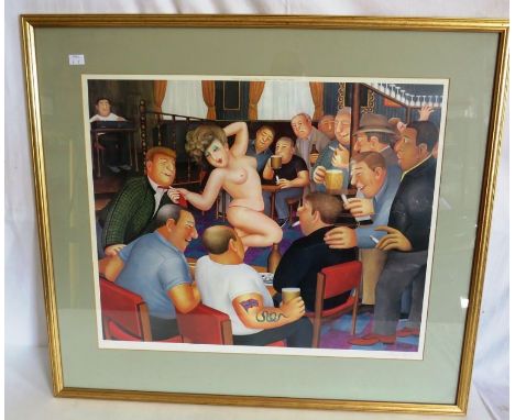 A framed signed print by Beryl Cook entitled 'Retreat' .&nbsp; print&nbsp; 52 x 53 cm.