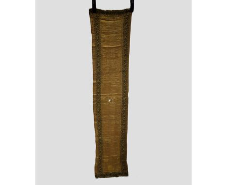 Very finely woven gold coloured metal thread sash fragment(?), possibly Indian, 19th century, 60in. x 13in. 152cm. x 33cm. Co
