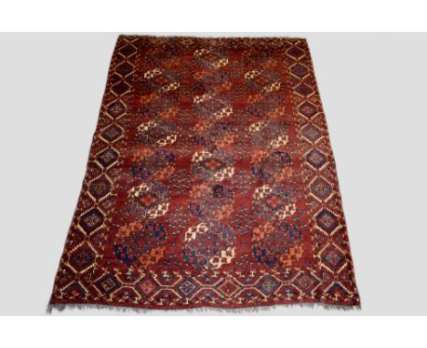 Ersari Turkmen 3 x 7 gulli-gul main carpet, south west Turkmenistan, second half 19th century, 10ft. 6in. X 7ft. 7in. 3.20m. 