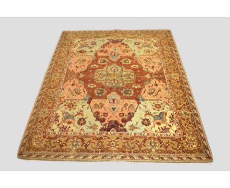 Anatolian carpet, second half 20th century, 10ft. 2in. X 8ft. 2in. 3.10m. X 2.49m. Slight wear in places.  Central cartouche 