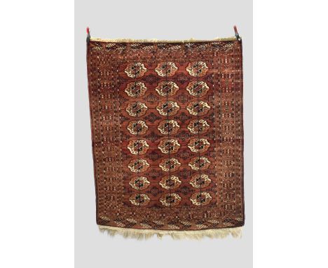 Tekke Turkmen 3 x 8 gul rug, Turkmenistan, first quarter 20th century, 6ft. X 4ft. 11in. 1.83m. X 1.50m. The minor guls with 