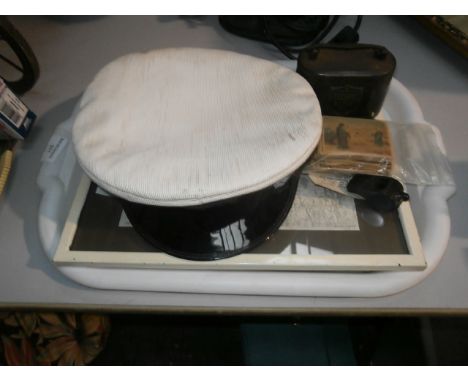 tray inc. Vintage sailing cap, Japanese Hachimaki ( headband)brass door knocker etc