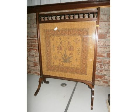 edwardian mahogany fire screen