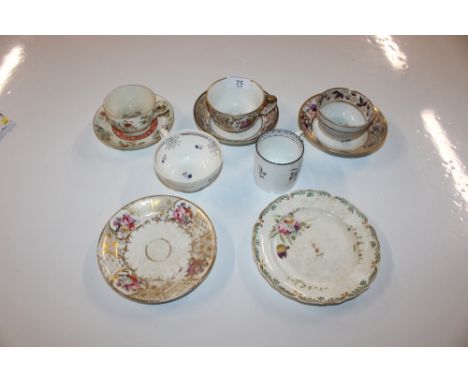 A collection of 19th Century and later porcelain cups and saucers to include Spode, Royal Worcester etc.