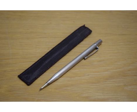 A Yard O Led hallmarked silver propelling pencil with engine turned design