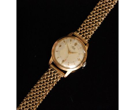 A gold plated gentleman's Avia wrist watch, batons and Arabic numerals to a circular dial fitted to a 9ct hallmarked mesh lin