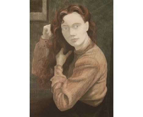RAYMOND C.COLLINS, ARCA (CIRCA 1950) - Girl with auburn hair, watercolour, unframed, 33cm x 24cm also one other portrait stud