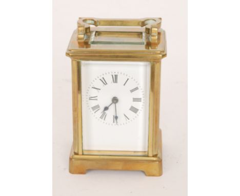 An early 20th Century French brass carriage clock, height 11.5cm (excluding the handle), S/D. 
