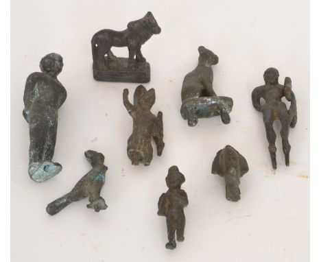 A collection of 19th Century Grand Tour bronze figures and animals in the Romanesque and classical style (8)