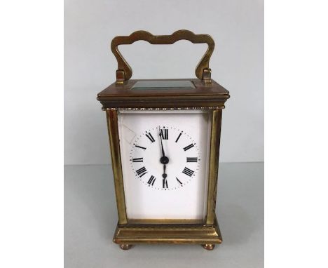Carriage clock with white enamel face with roman numerals and two keys (A/F)