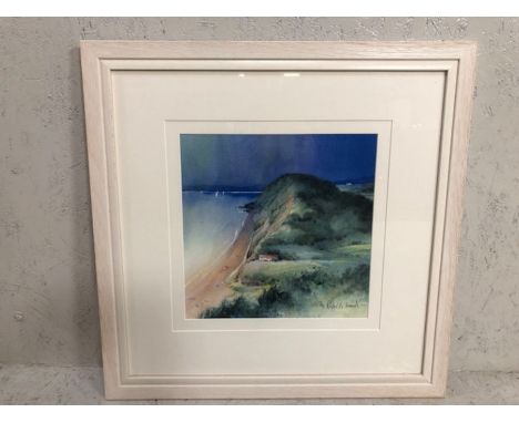 Modern art print, Framed  limited edition print by Peter Wood, Sailing at Branscombe, East Devon, Approximately 57 x 58 cm