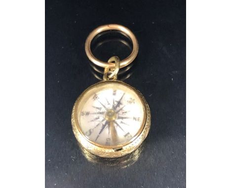 Gold metal  watch chain fob made as a compass A.F approximately 5.9g
