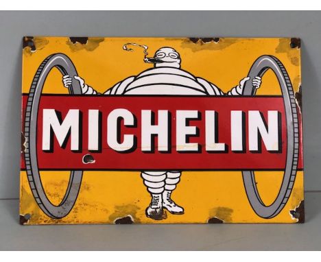 Enamel sign, Small Enamelled sign For Michelin tyres approximately 30 x 20cm 