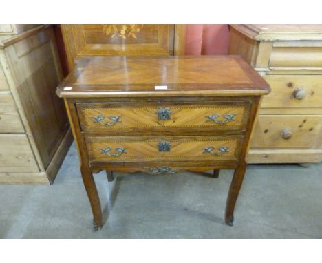 A French Louis XV style inlaid rosewood petit commode 