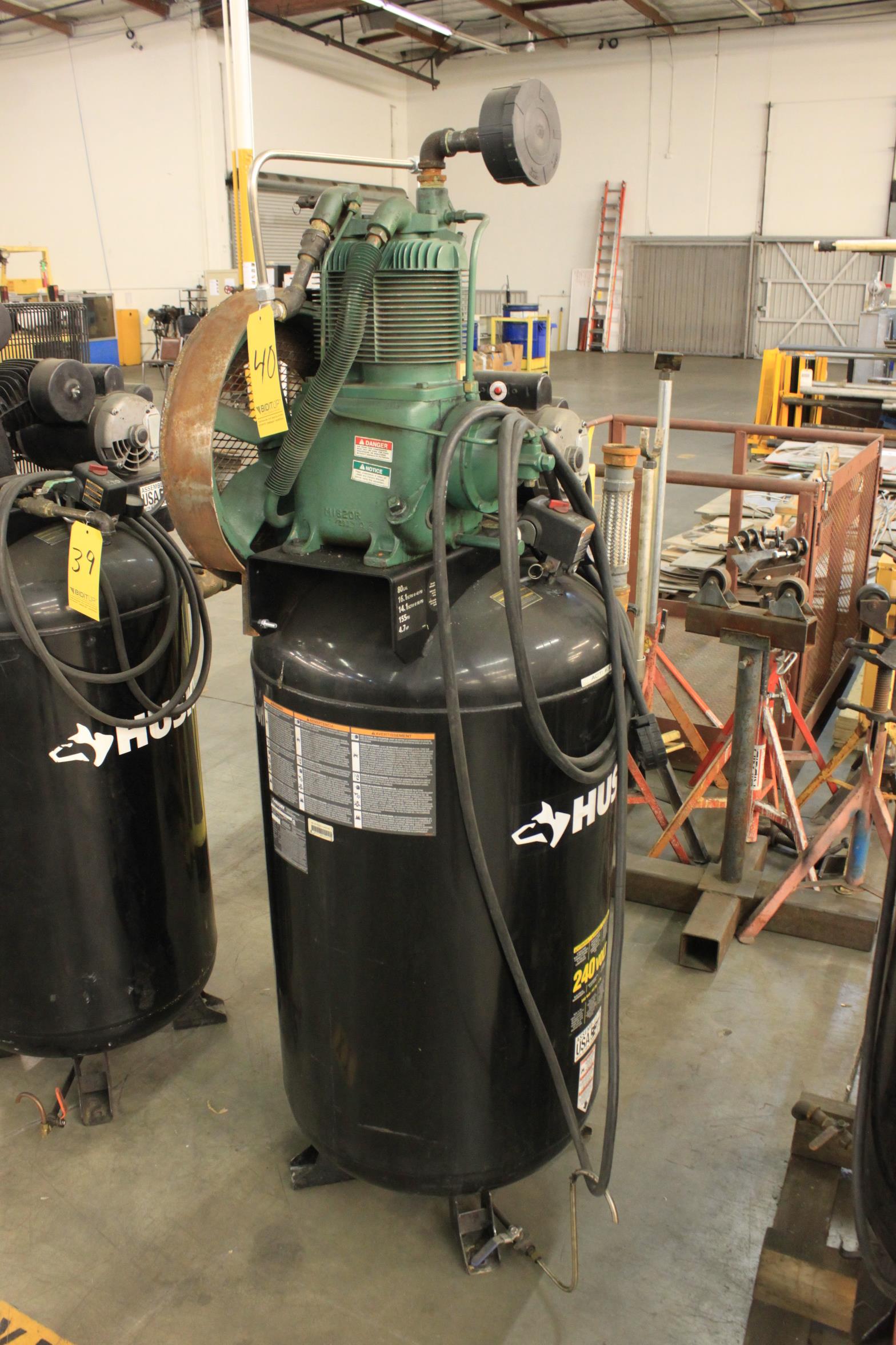 { Choice of lots 40, 41 } } } } } (2012) Husky 5 HP Air Compressor, 80