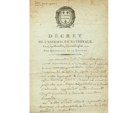 CAMBON PIERRE-JOSEPH: (1756-1820) & LOUVET PIERRE FLORENT (1757-1818) French members of the National Convention. Both opposed