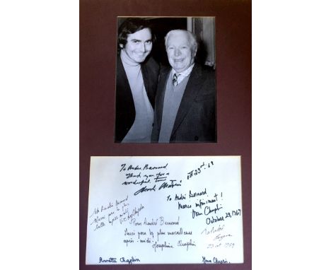 CHAPLIN CHARLES: (1889-1977) English Film Comedian, Academy Award winner, & CHAPLIN FAMILY MEMBERS Signed and inscribed oblon