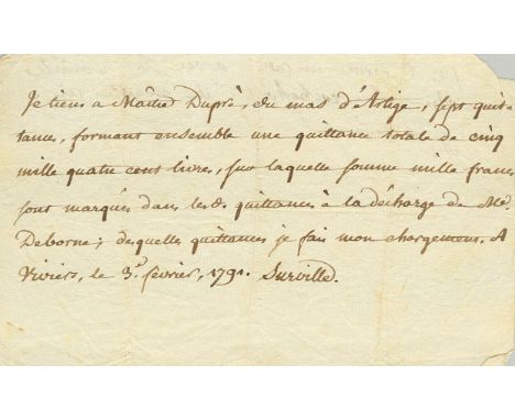 MARQUIS OF SURVILLE: (1755-1798) Officer of the Condé army who would later work in secret missions for future King Louis XVII
